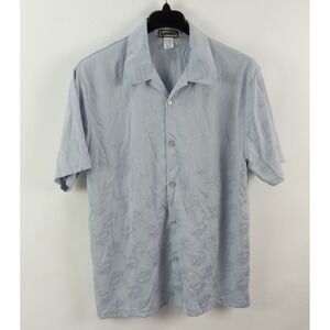 Vintage YMLA Clubbing Shirt Dragon Jacquard Blue Mens Large Short Sleeve